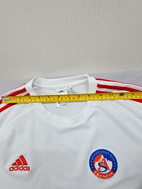 Adidas XL White/Red Striped AEROREADY Jersey Short Sleeve 3-Stripes