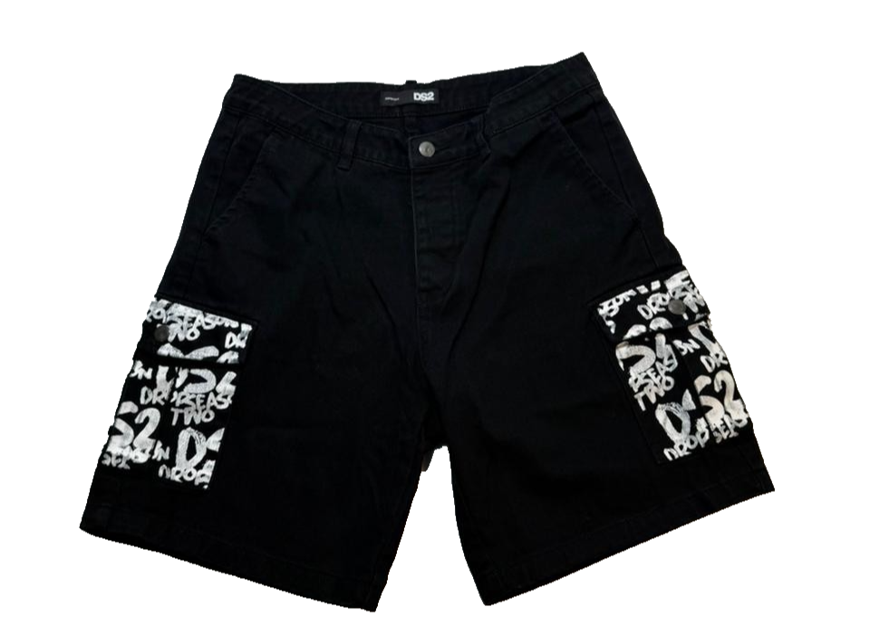 Dsquared2 Men's Black Logo Graffiti Shorts Cotton Casual Summer Wear Size 48