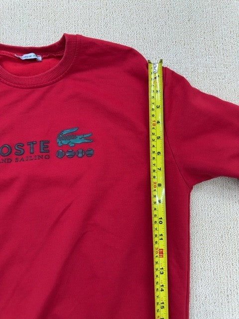 Lacoste Men's Red Fleece Sweatshirt Size L Embroidered Logo