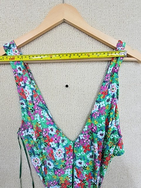 Koton Green Floral Sleeveless Maxi Dress M V-Neck