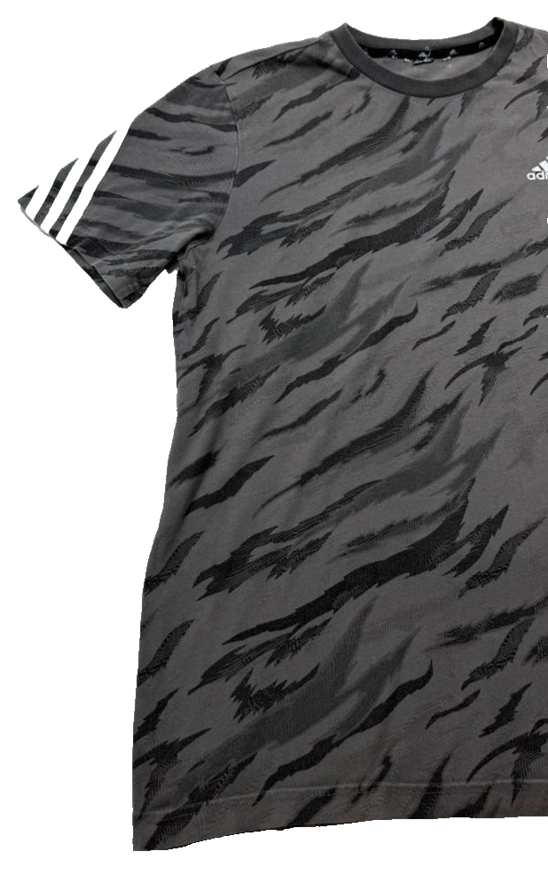 Men's Adidas Black And Grey Tiger Stripe Graphic T-Shirt Size Medium Tee Top