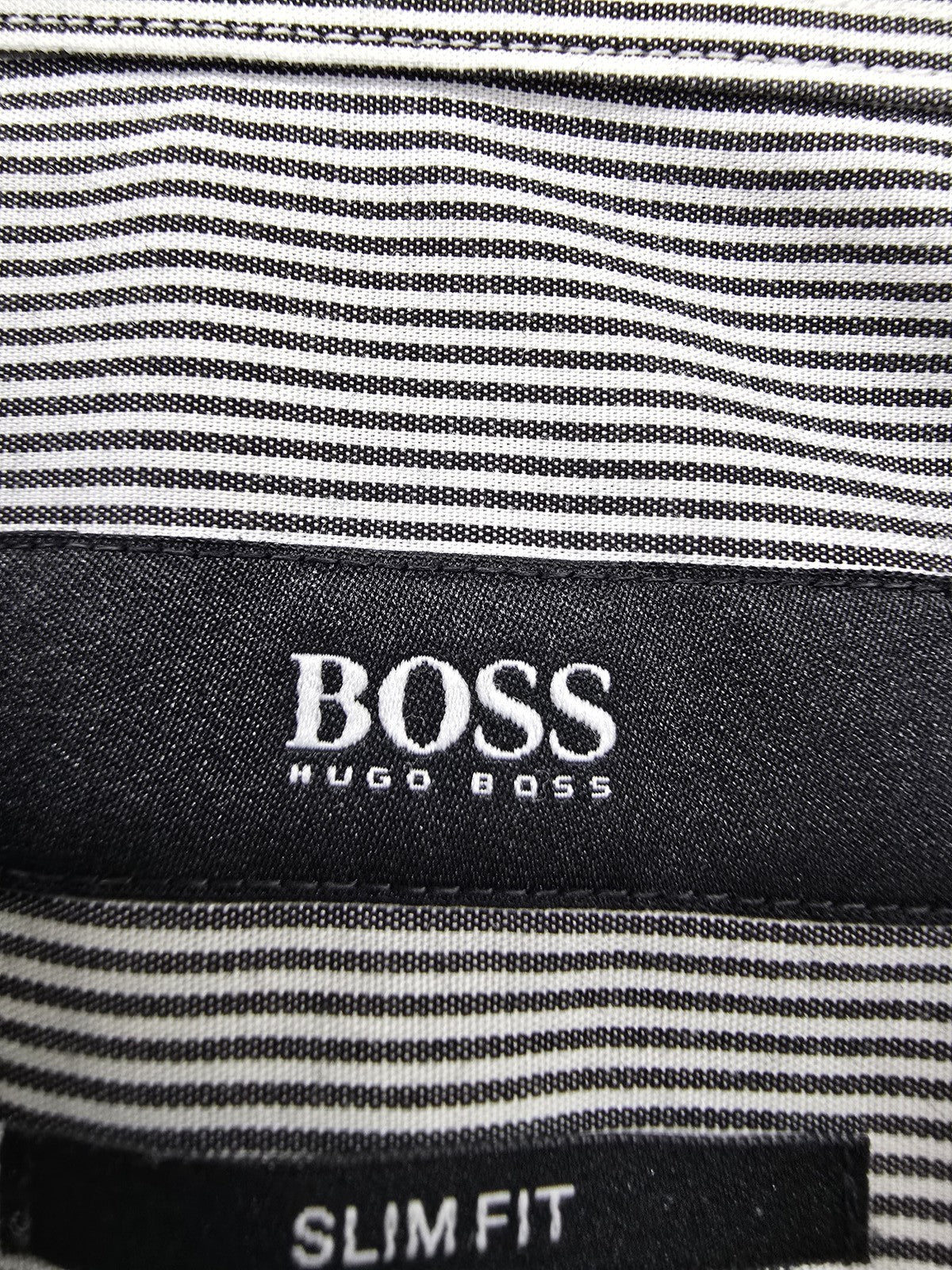 Boss Gray Striped Slim Fit Long Sleeve Dress Shirt Men's Regular
