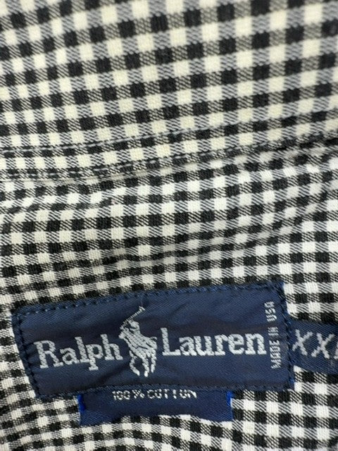 Ralph Lauren Gray Gingham Short Sleeve Button-Down XXL 100% Cotton USA