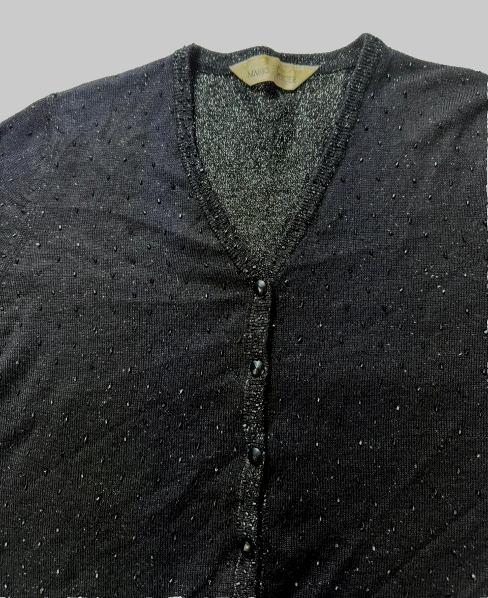 Marks & Spencer Sequin-Embellished Cardigan | Unisex | Size 8 | Black