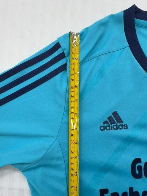 Adidas Men's Cyan Striped Soccer Jersey Size L Vintage