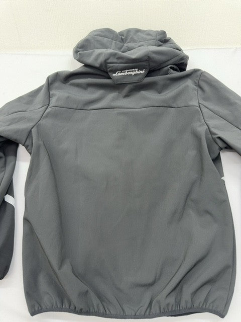 Lamborghini Black Zip Hoodie Men Reflective Piping Embroidered Logo