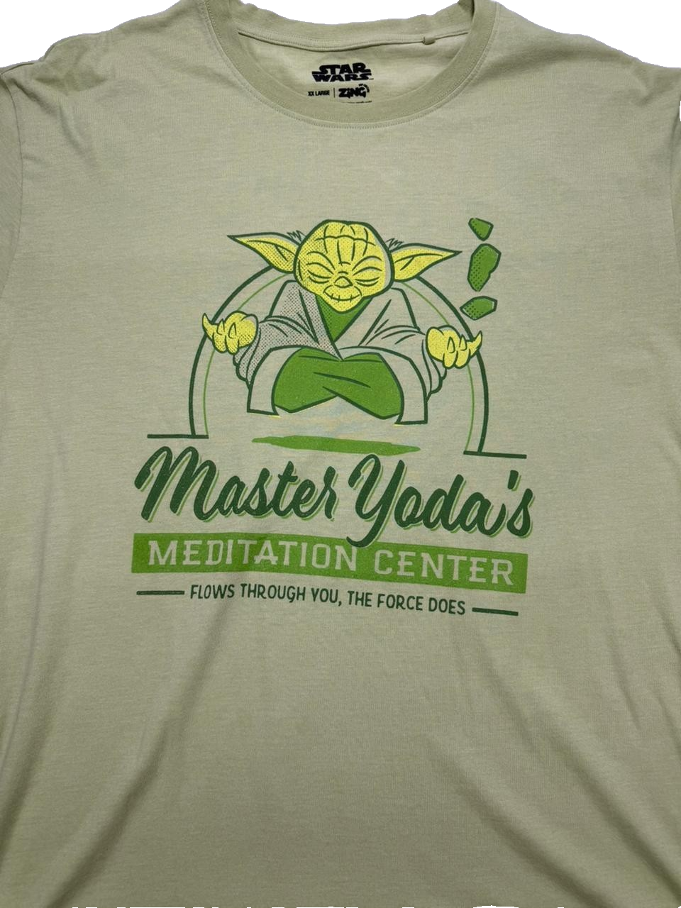Star Wars Shirt Master Yoda Meditation Center Light Green Short Sleeve XXL