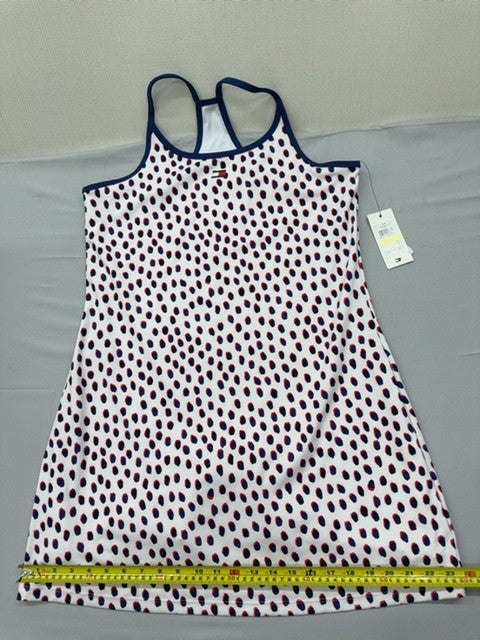 Tommy Hilfiger Women's White Polka Dot Mini Sport Dress M Sleeveless