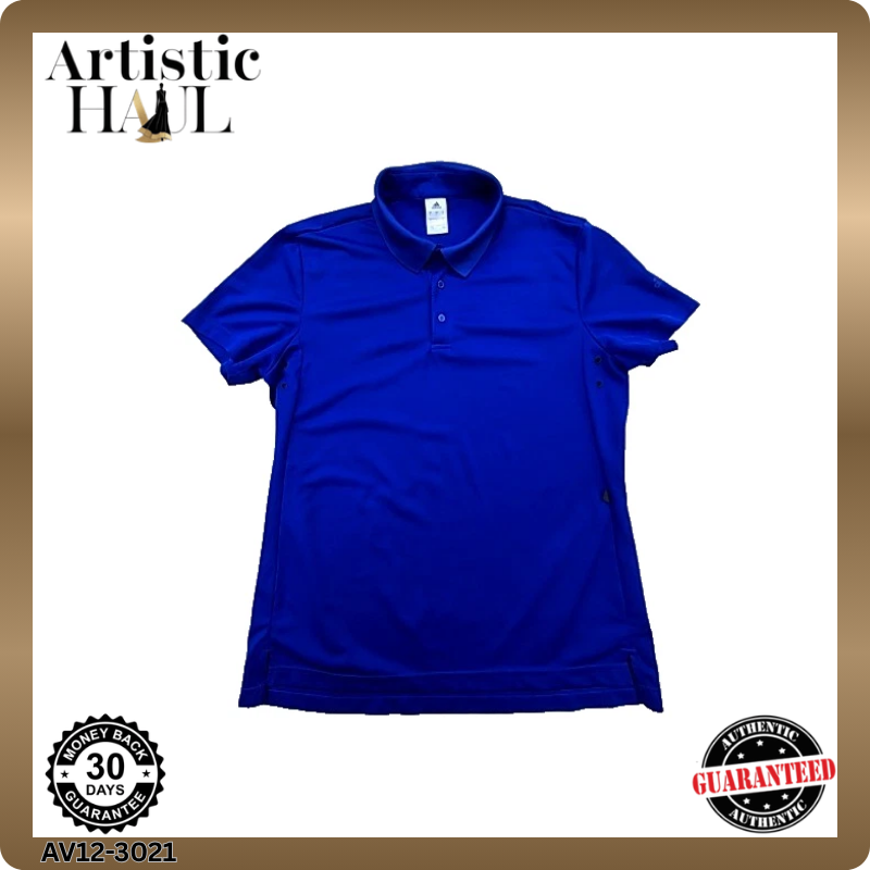 Adidas Women's Royal Blue Polo Shirt Size L Short Sleeve