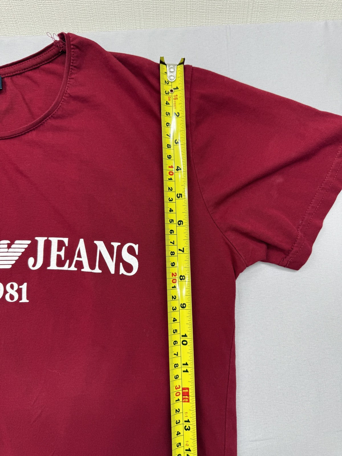 Armani Jeans Men's Red L Cotton Logo Crewneck Short Sleeve T-Shirt