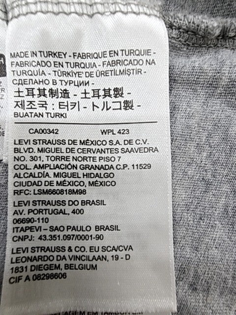 Levi's Men's XL Grey Cotton Crewneck Short Sleeve T-Shirt