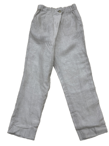 Reiko Women's Beige Linen Pants M Elastic Waist Solid Regular