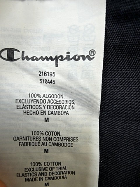 Champion Black T-Shirt Medium Short Sleeve Crewneck 100% Cotton
