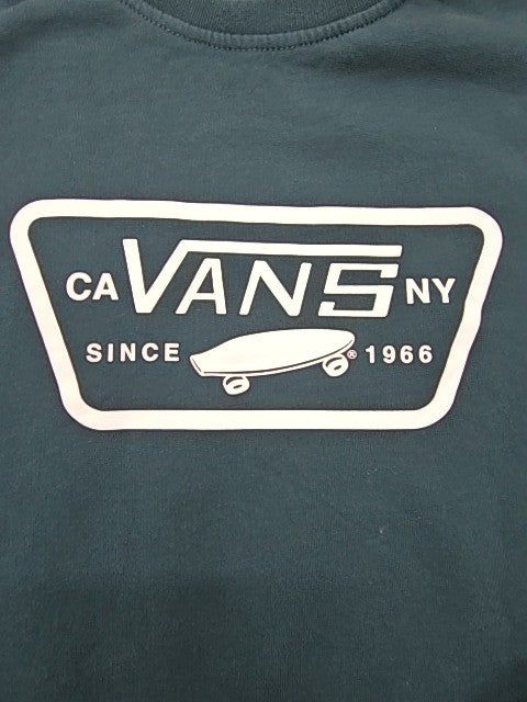 Vans Men Teal Logo Crewneck Sweatshirt Size L Fleece Pullover Regular