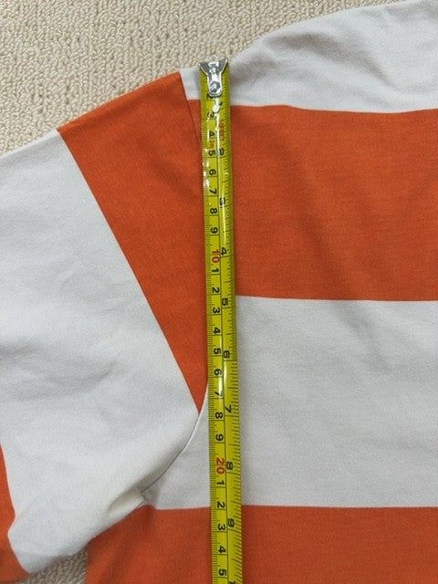 Zara Women's Orange Striped Short Sleeve Cotton T-Shirt