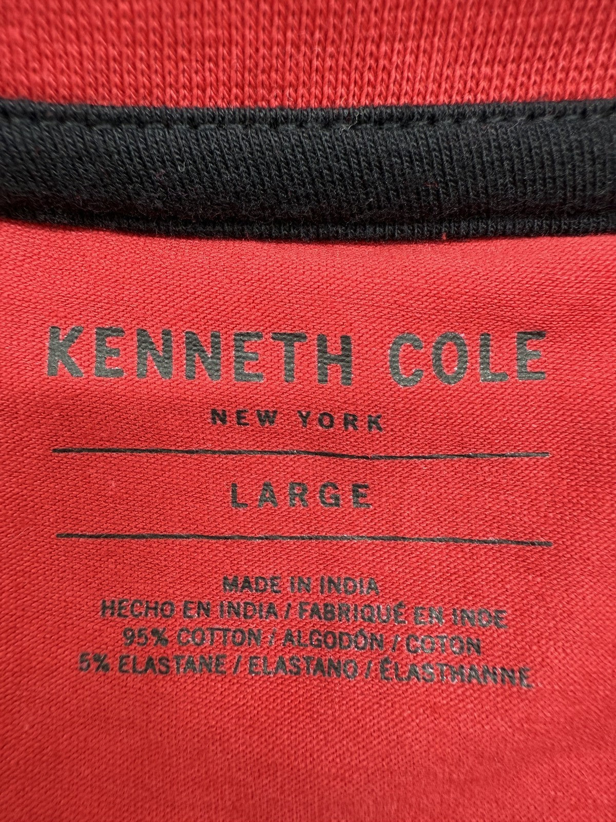 Kenneth Cole Men's Red Large Short Sleeve Crew Neck T-Shirt Cotton