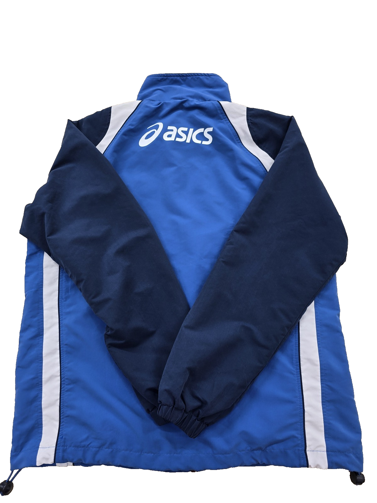ASICS GD Striped Track Jacket Men's M Navy Blue White Nylon Zipper