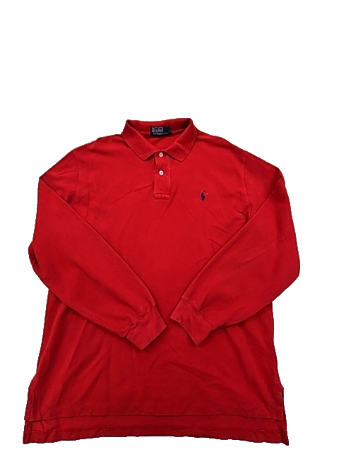 Polo Ralph Lauren Men's Red Long Sleeve Polo Shirt Size L Cotton