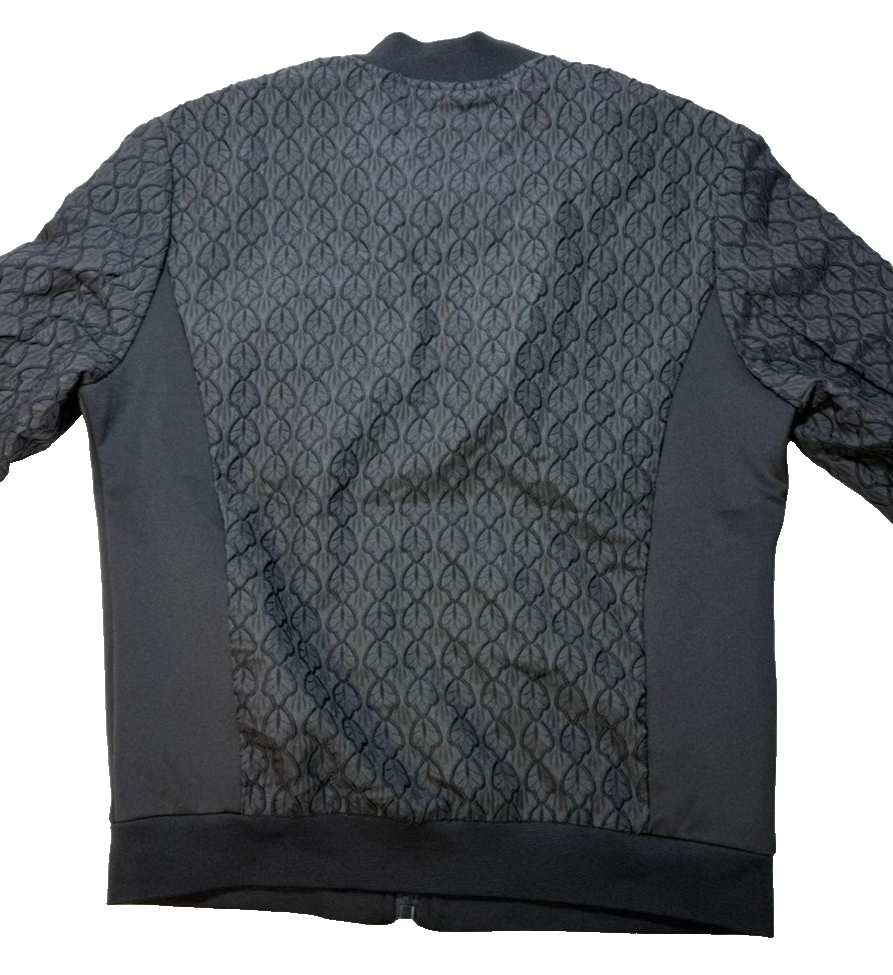 Adw-58 Men's Premium Casual Bomber Jacket Textured Leaf Pattern Size L