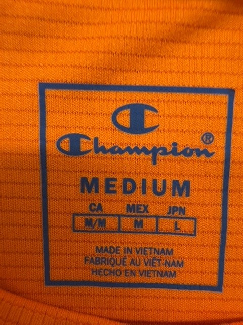 Champion Men's Orange Short Sleeve T-Shirt M 100% Polyester Crewneck