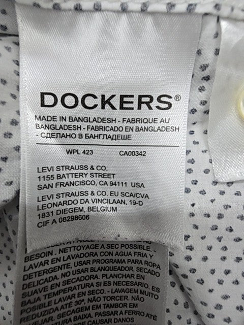 Dockers Men White Slim Fit Button-Up Shirt Long Sleeve Size Regular