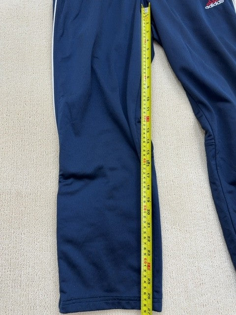 Adidas Men's Navy 3 Stripes Track Pants Size L Tapered