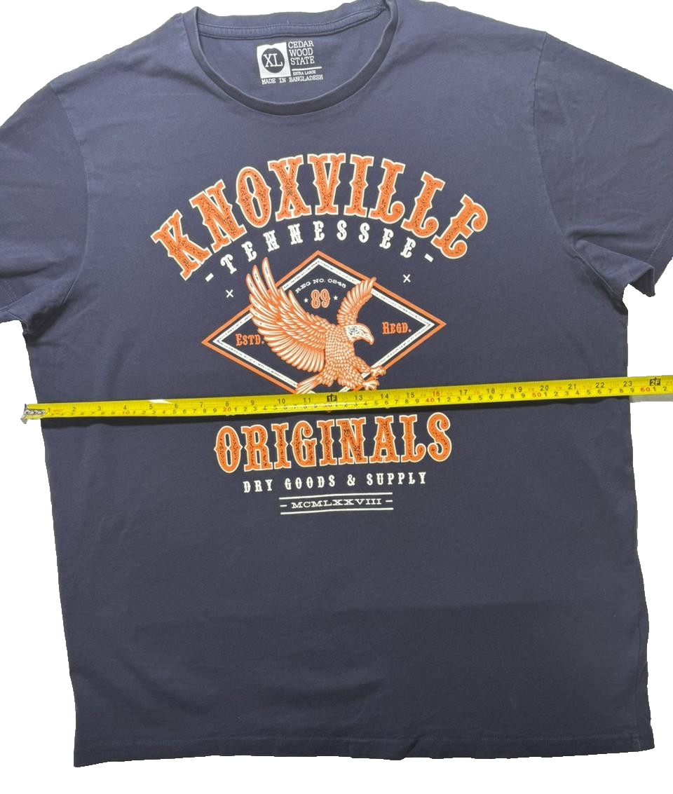 Cedar Wood State T-Shirt XL Knoxville Tennessee Originals Graphic Tee Navy Blue