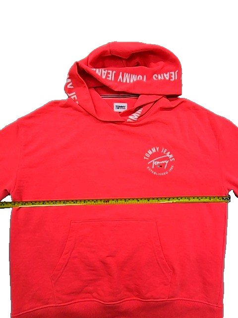 Tommy Jeans Men's Red Hot Linear Logo Hoodie Size M Cotton Blend