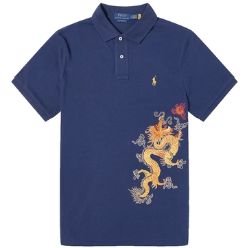 Polo Ralph Lauren Men's Navy Dragon Embroidered Polo Shirt XL NWT