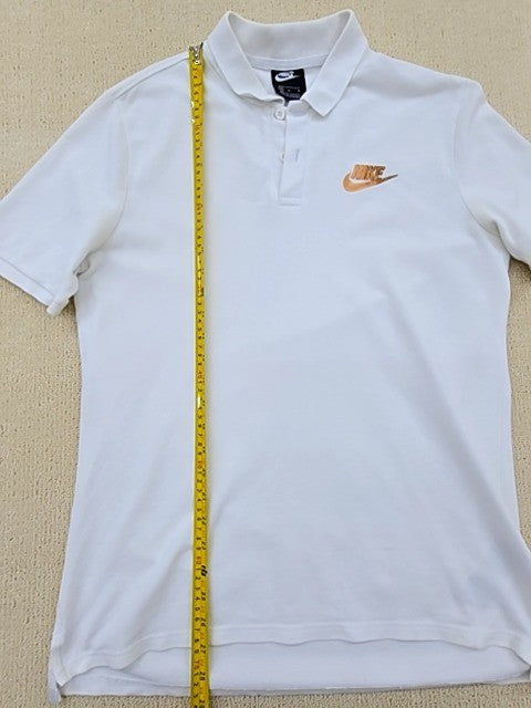 Nike Men's White Cotton Short Sleeve Polo Shirt M Button-Down