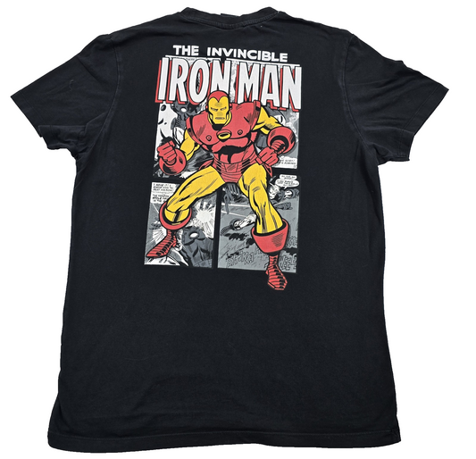 Marvel Iron Man Invincible T-Shirt Men L Black Cotton Short Sleeve