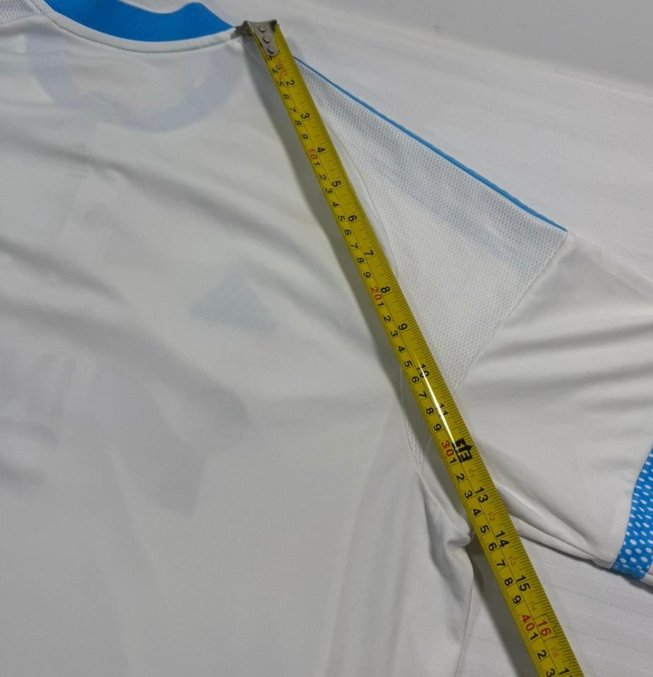 Adidas Olympique De Marseille Football Shirt In White And Light Blue - Size L