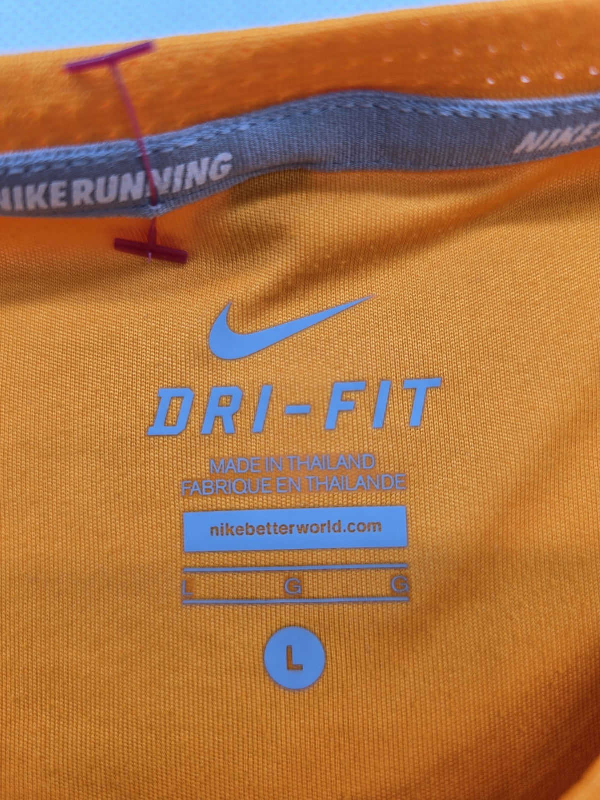 Nike Men's L Orange Dri-FIT Running Short Sleeve T-Shirt