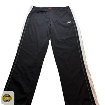 Puma Men's Black Athletic Track Pants With White Side Stripes, Elastic Waist, 2X