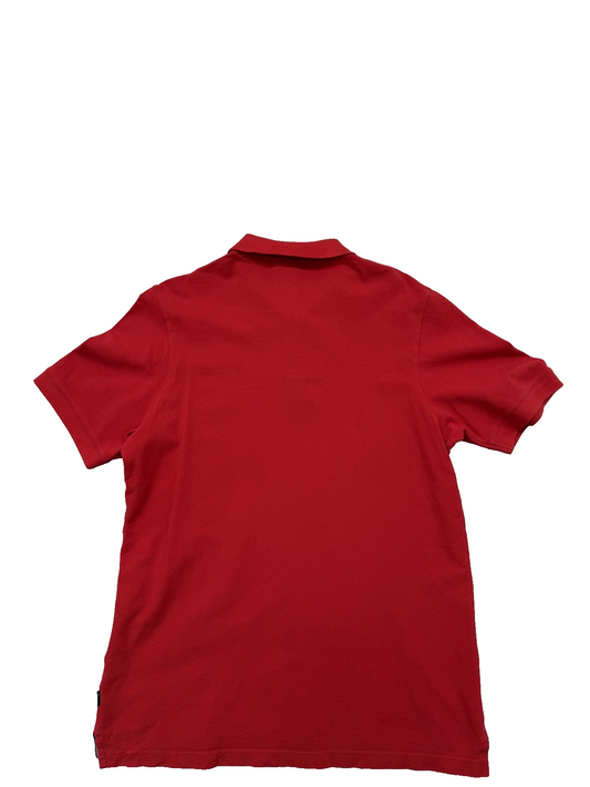 Adidas Men's Red Polo Shirt – Size L, Short Sleeve, Cotton