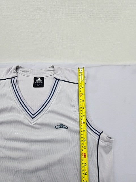 Adidas Men's XXL White Striped V-Neck Mesh Tank Top