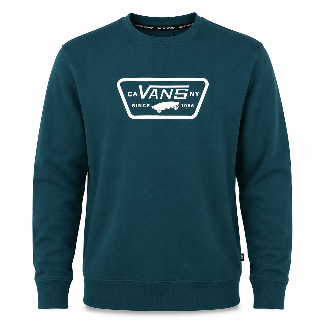 Vans Men Teal Logo Crewneck Sweatshirt Size L Fleece Pullover Regular