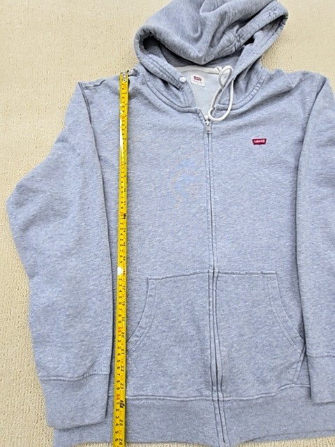Levi's Unisex L Grey Full Zip Fleece Hoodie Relaxed Fit