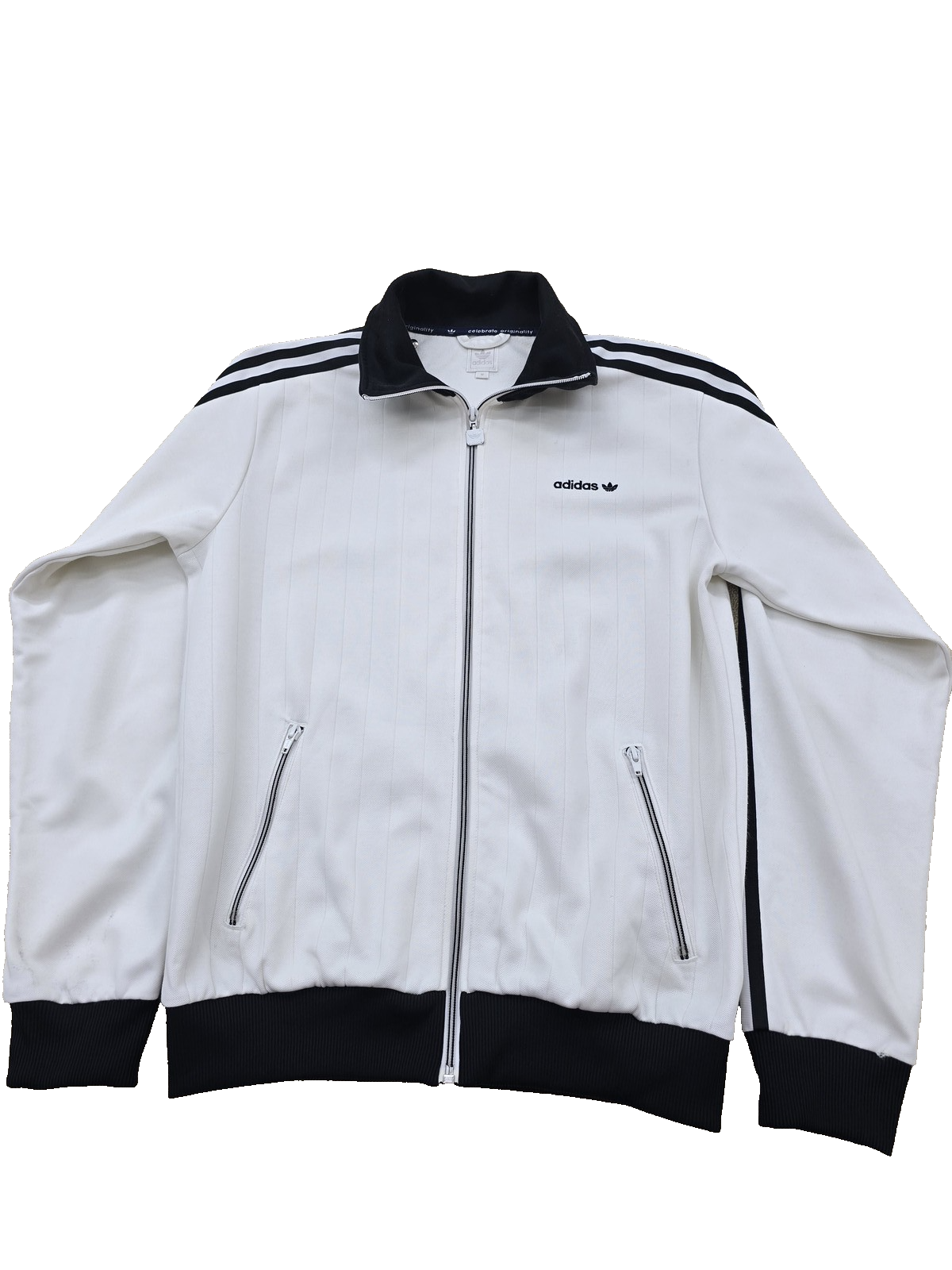 Adidas Men's White/Black Track Jacket Full Zip Long Sleeve Size M