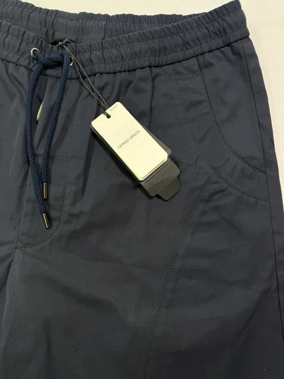 BNWT Armani Men's Navy Blue Shorts With A Drawstring - Size 46