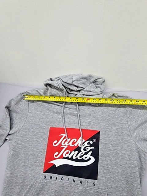 Jack & Jones Men's Oversized Grey Hoodie XL Originals Cotton Blend