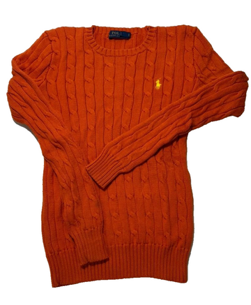 Polo Ralph Lauren Orange Cable Knit Sweater Xs
