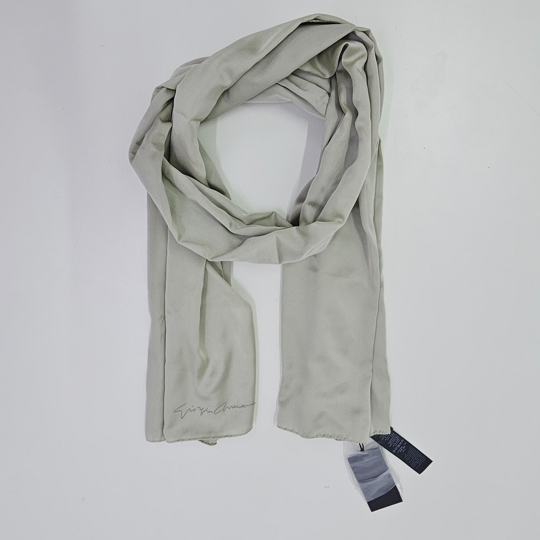 Giorgio Armani Light Grey Scarf with Signature Logo One Size BNWT