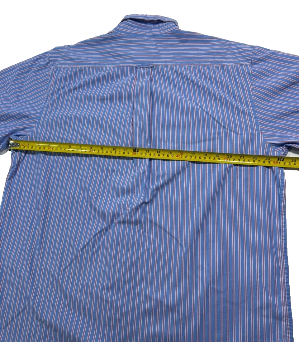 Izod Men's Blue Pink Striped Long Sleeve Button Shirt Size L