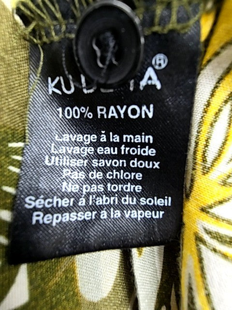 Kudeta Unisex Camo Green Hawaiian Shirt Size 3 Short Sleeve Rayon