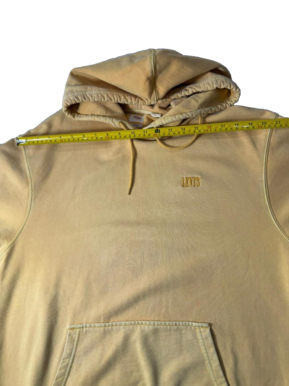 Levi's Men Beige Pullover Hoodie Relaxed Fit Size L Hooded Sweatshirt
