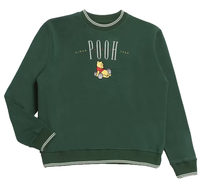Disney Winnie The Pooh Green Sweatshirt Men�S Crewneck Embroidered Graphic Xxl