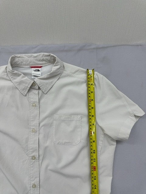 The North Face Women's Grey Short Sleeve Button-Down Shirt L Regular