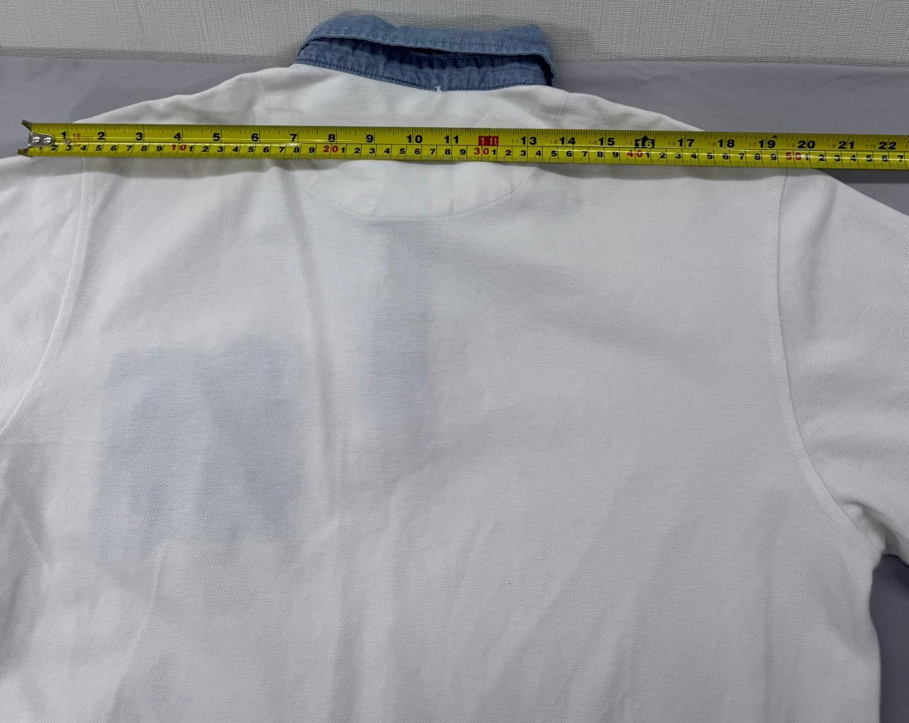 Champion XXL White Short Sleeve Polo Shirt Denim Collar Pocket Cotton