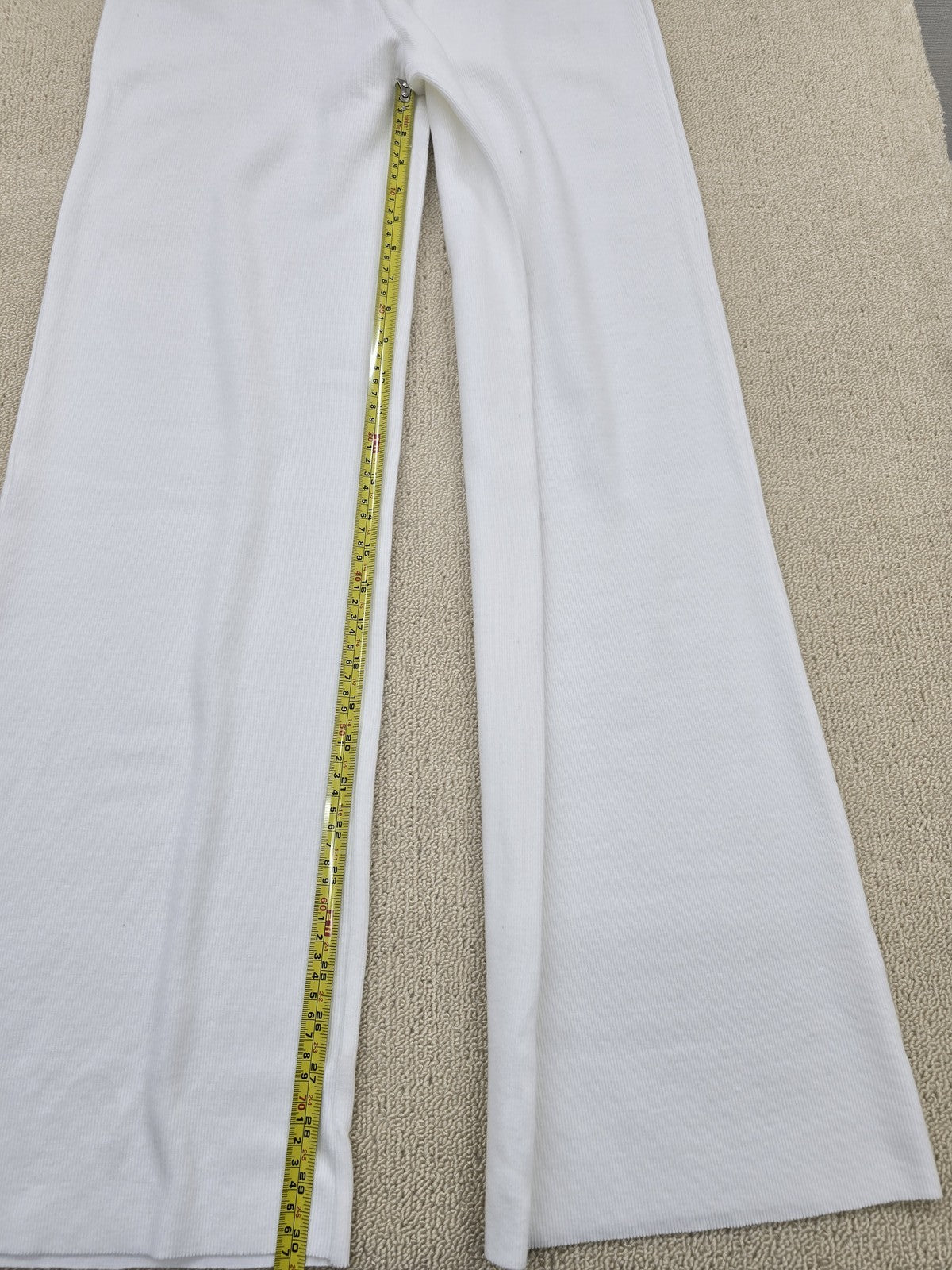 Koton Women's White Wide Leg High Rise Pants M Textured
